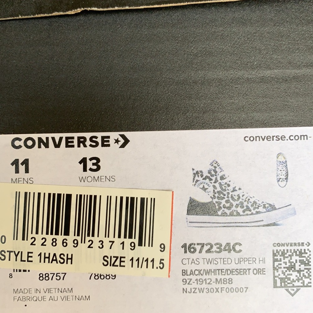 CONVERSE CTAS TWISTED UPPER HI BLACK/WHITE/DESERTM - Picture 15 of 15